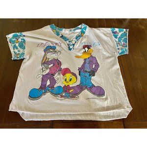 Looney Tunes 1994 Sun Sportswear Large Shirt Vintage Daffy Duck Tweety Bugs READ